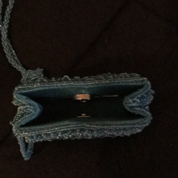 Evening Treasures beaded purse in turquoise . - Picture 2 of 2